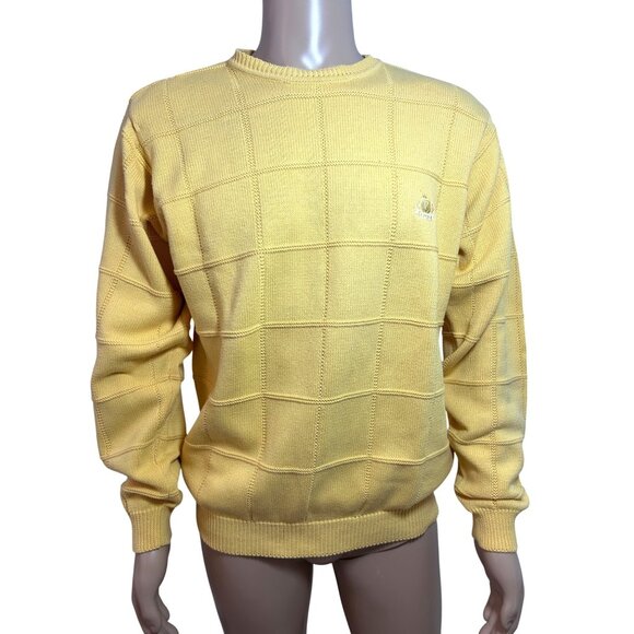 Izod Men’s Sweater M Yellow Vintage Long Sleeve Crewneck Pullover Cotton Logo - Picture 1 of 13